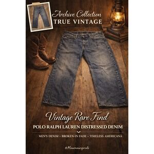 VINTAGE RARE FIND POLO Ralph Lauren Mens Denim Jeans Distressed Regular Fit 328